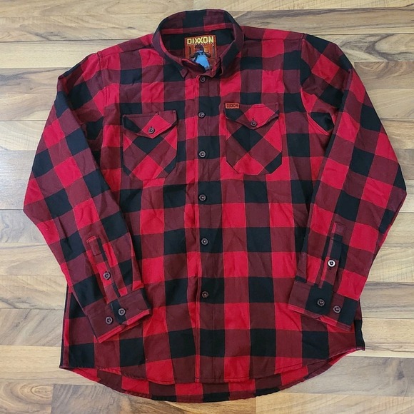 DIXXON Men's Redrum Sz L Flannel Shirt Red Black Plaid Lumberjack - Picture 2 of 13